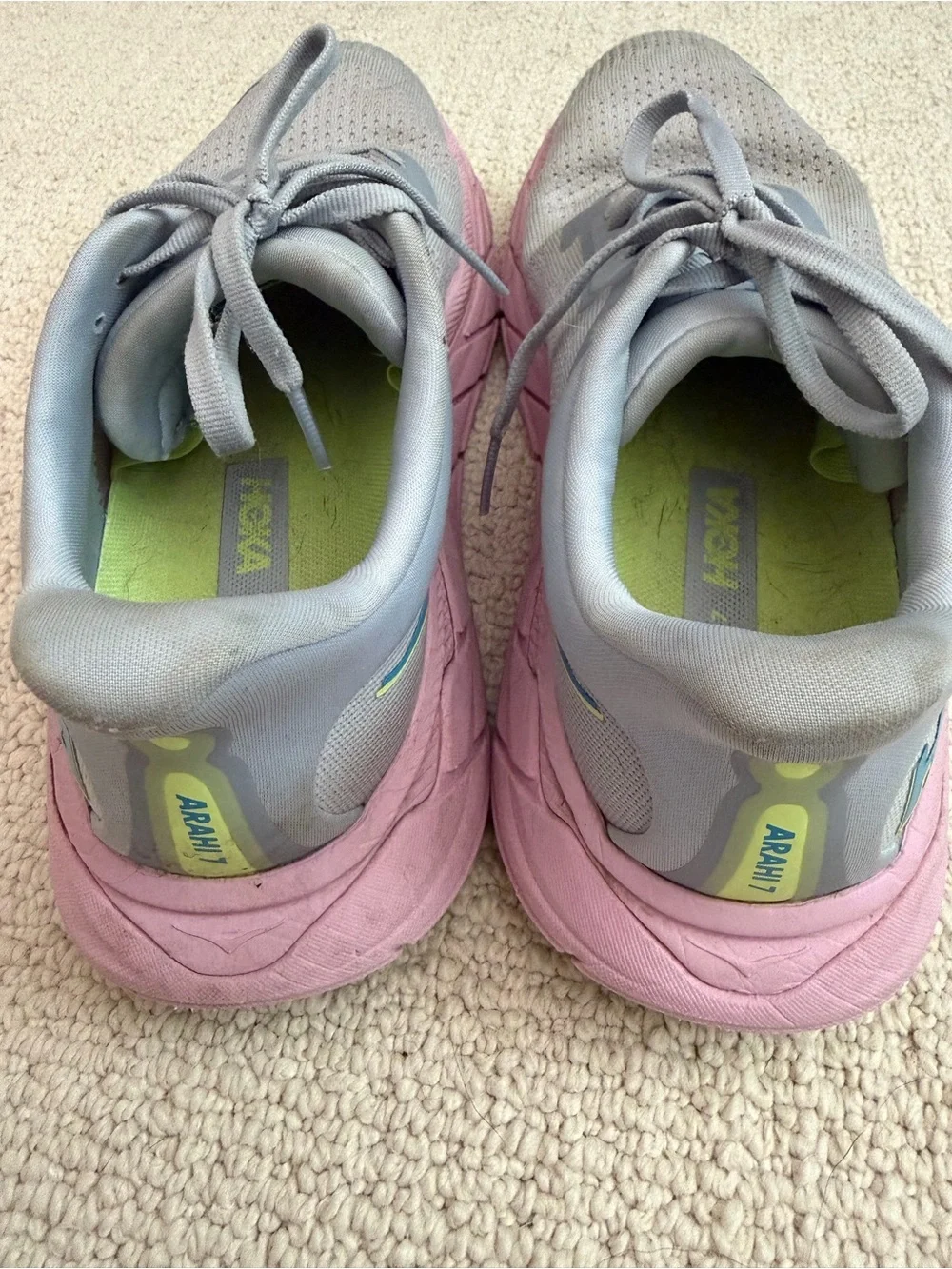 Hoka Women's Gray and Pink Athletic Running Shoes